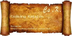 Csákány Katalin névjegykártya